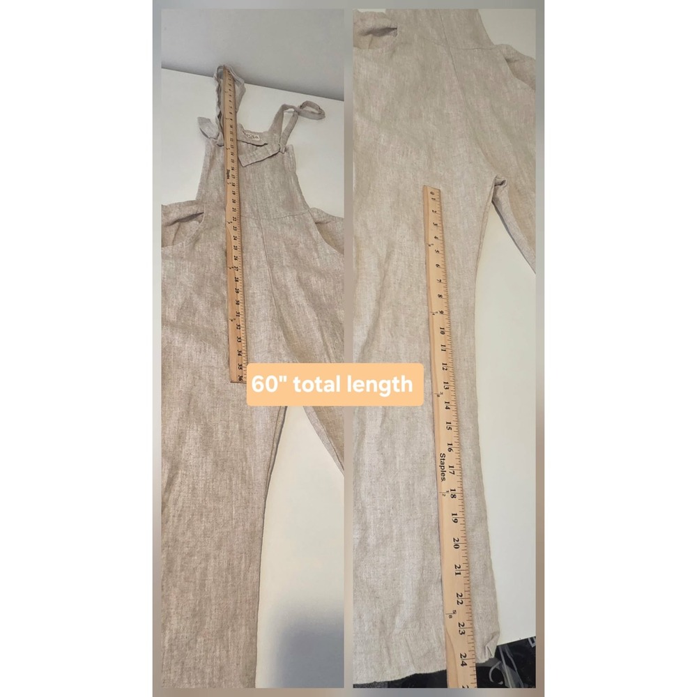 Kepola Women Tan Linen Overalls Jumpsuit Made in USA XS - Picture 9 of 9